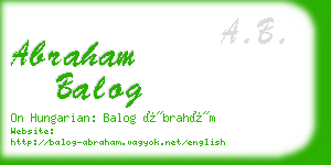 abraham balog business card